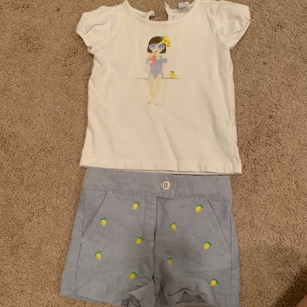 Janie & Jack matching top and short lemons 2T